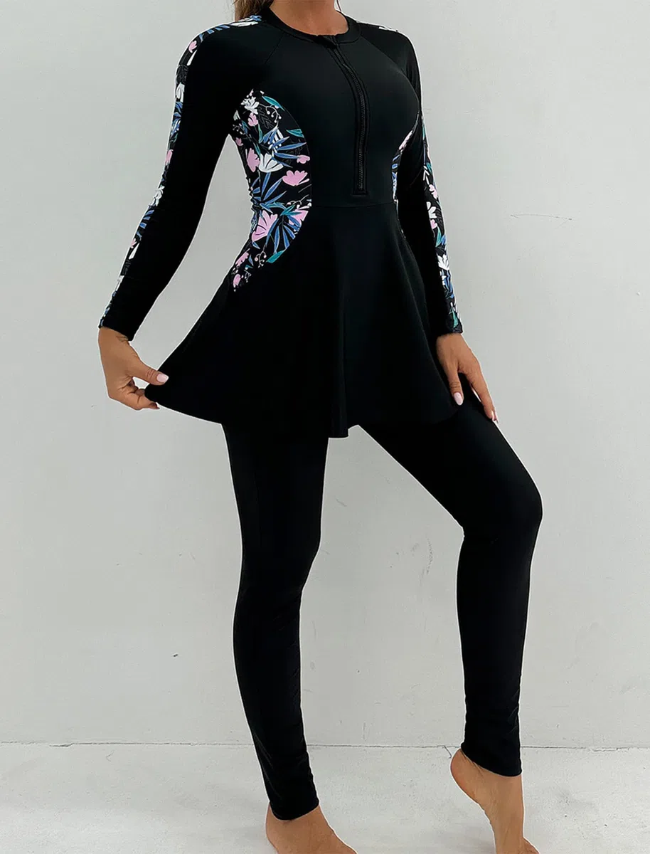 Femmes Maillot de Bain Musulman: Doux Complet 2 Pièces Burkinabi Manches Longues Haut Pantalon Natation Anti - éruption - Maillot de Bain Islamique