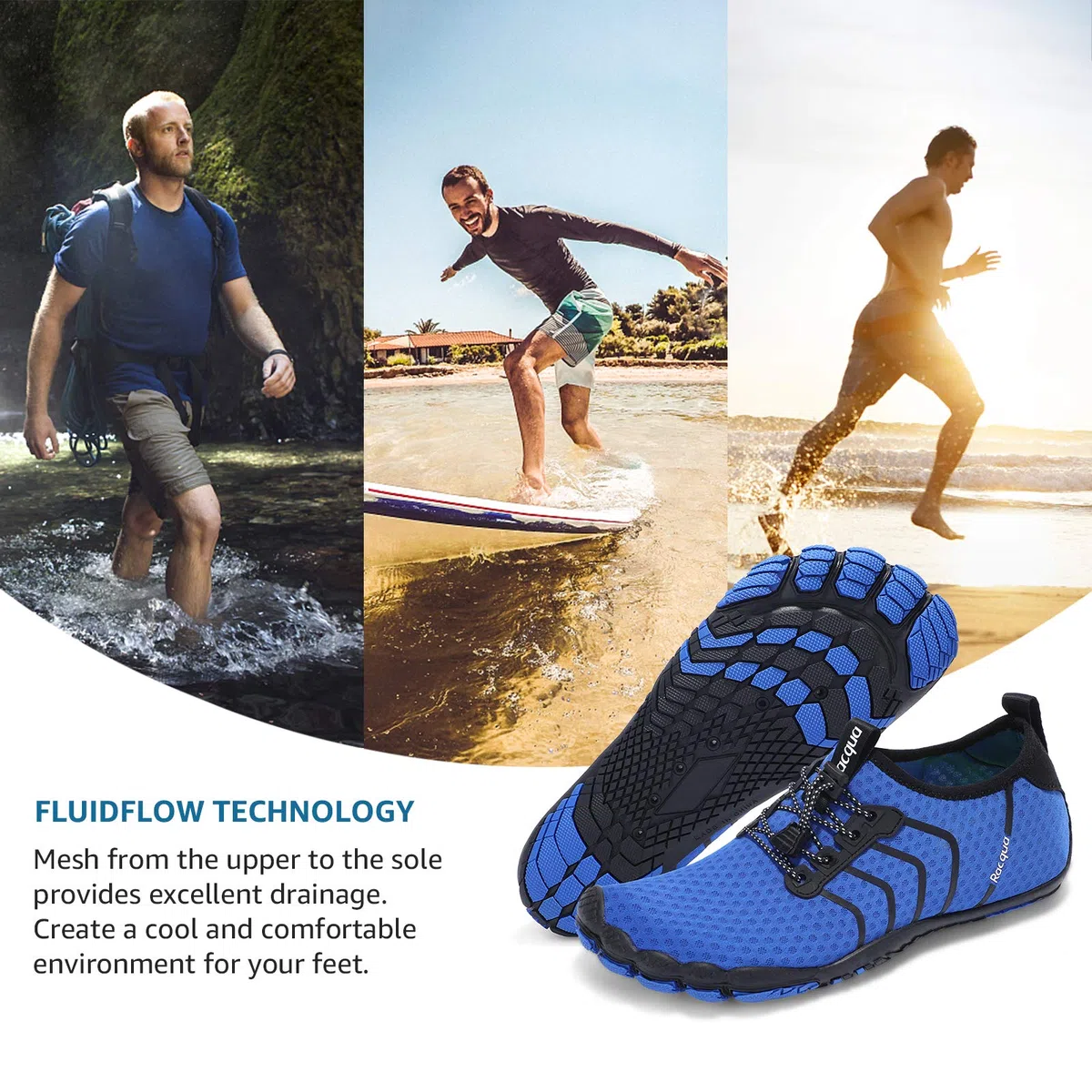 Racqua Chaussures Aquatiques en Maille Composite pour Homme et Femme