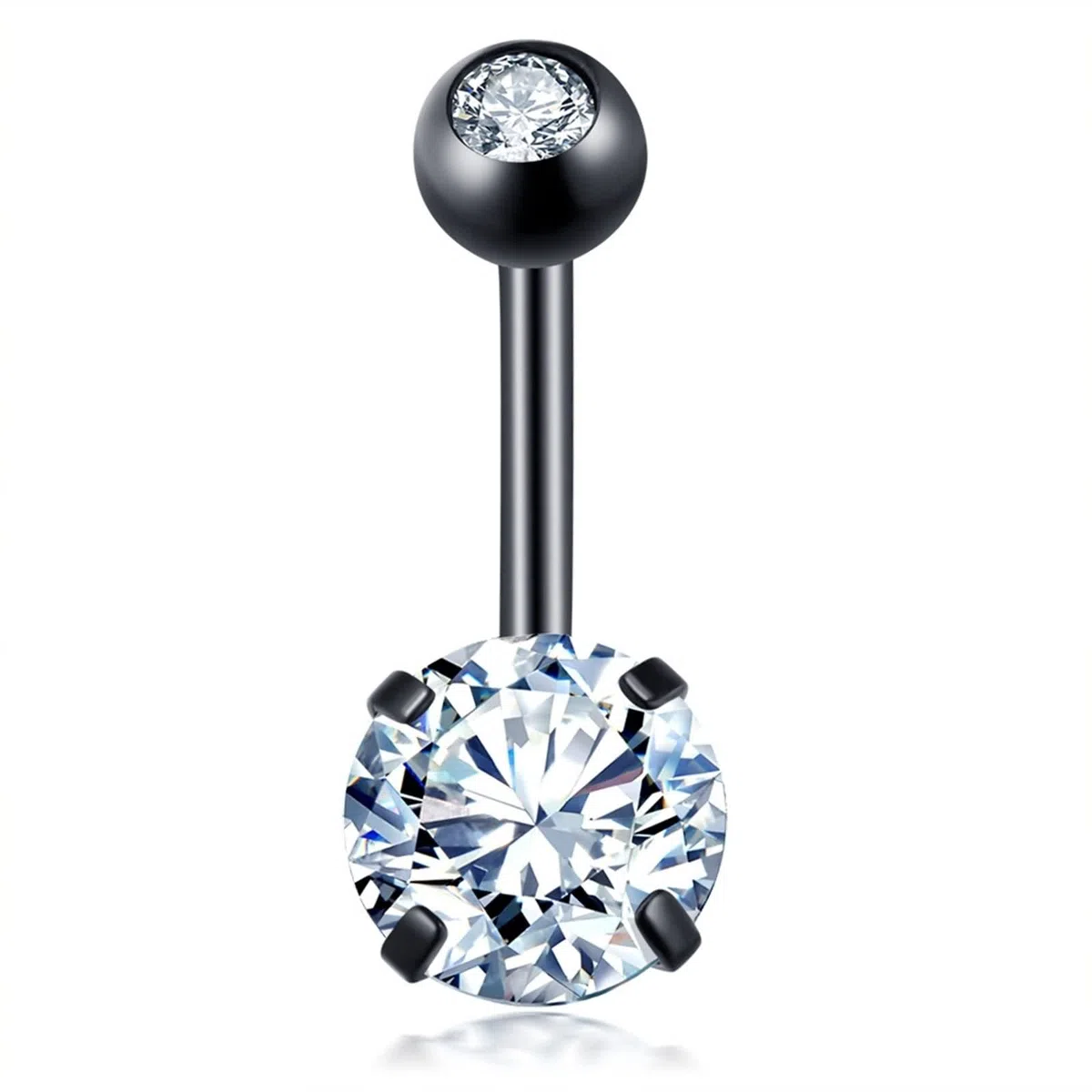 Barre Piercing Nombril Courte, Anneau de Nombril Acier Inoxydable Multicolore 14G Bijoux de Piercing Zircone Ronde et en Forme de Cœur 7Pcs