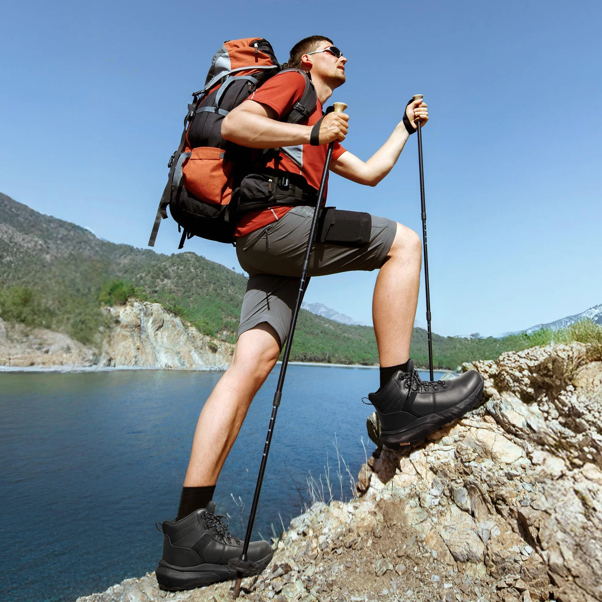 NORTIV 8 Homme Chaussures de Randonnée Imperméables | Rangers Mid Outdoor Marche Trail Bottes, Légers et Confortables, Antidérapantes et Protectrices
