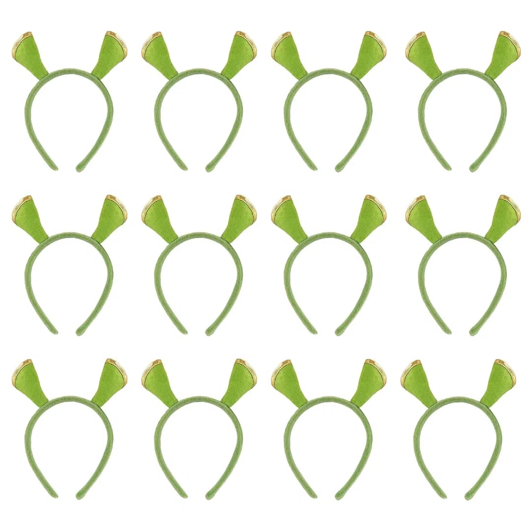 Ogre Ears Serre-tête Vert - Lot de 12 Oreilles d'Alien Cosplay Accessoire de Costume pour Tenue Ogre, Halloween, Déguisements & Party Tenues - Unisexe Taille Unique