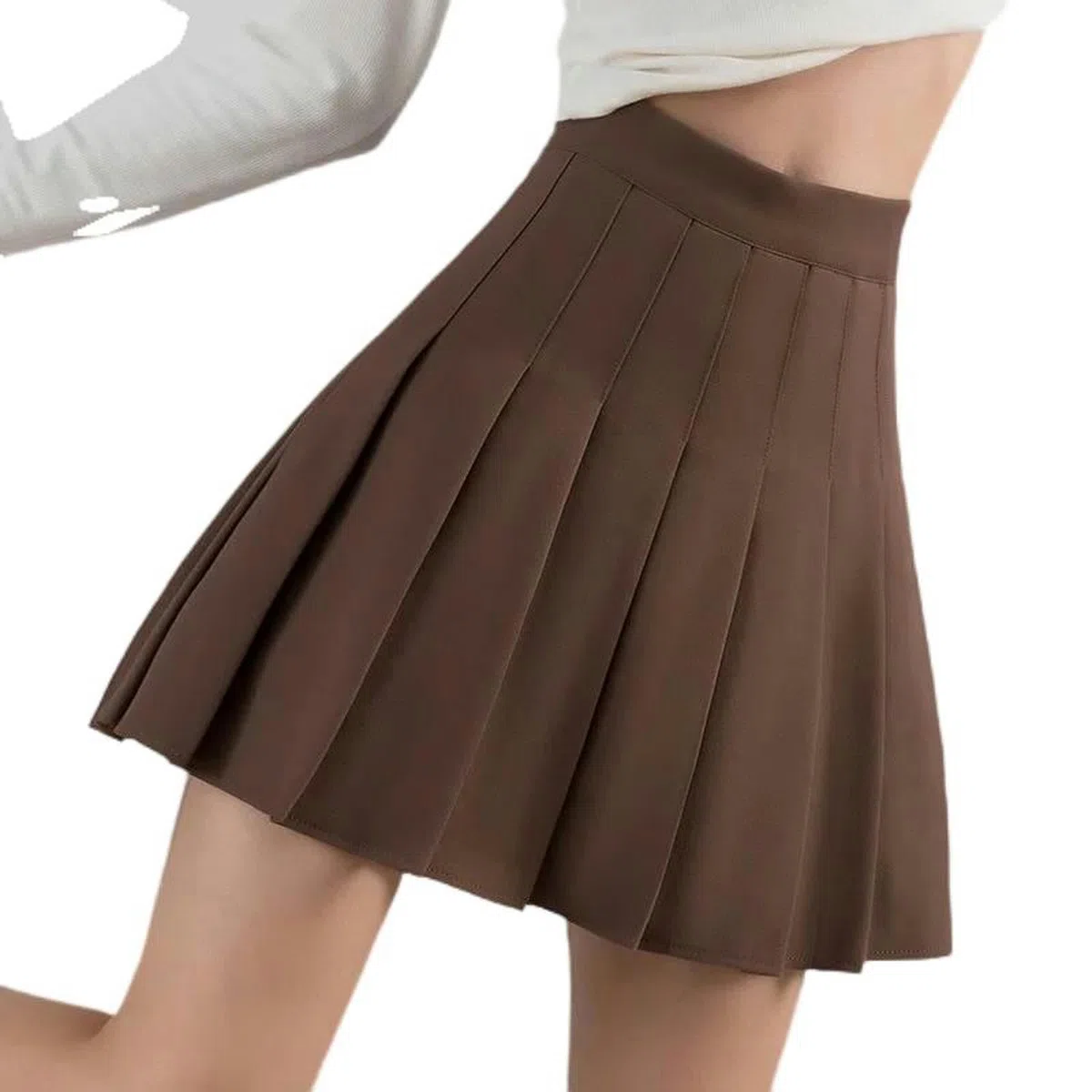 Short doublé pour Filles et Femmes, Taille Haute, Jupe plissée Unie, Uniforme Scolaire, Ligne A, Harajuku-2159SKQ-M