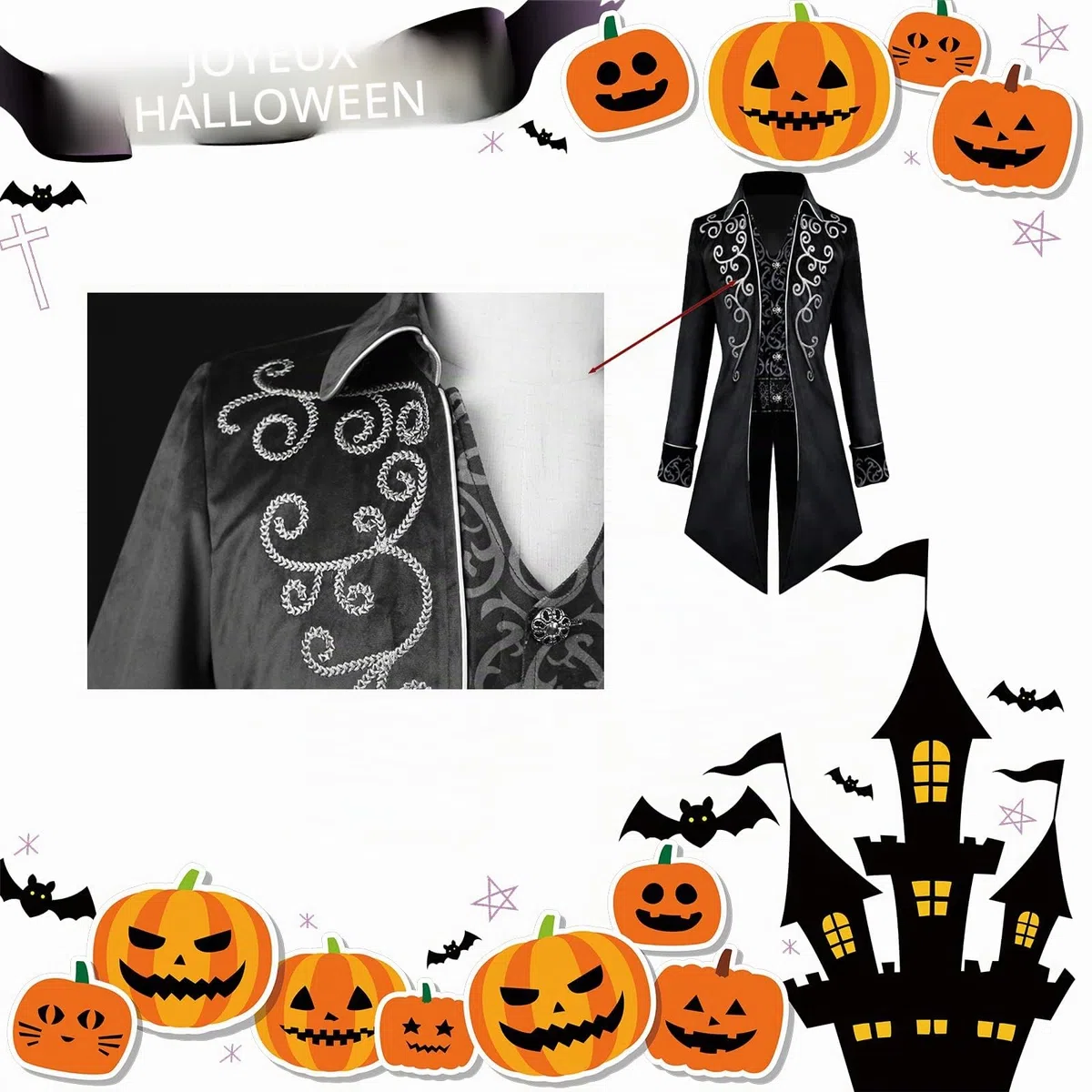 Costume Steampunk pour homme, costume d'Halloween pour homme, manteau vintage steampunk pour homme