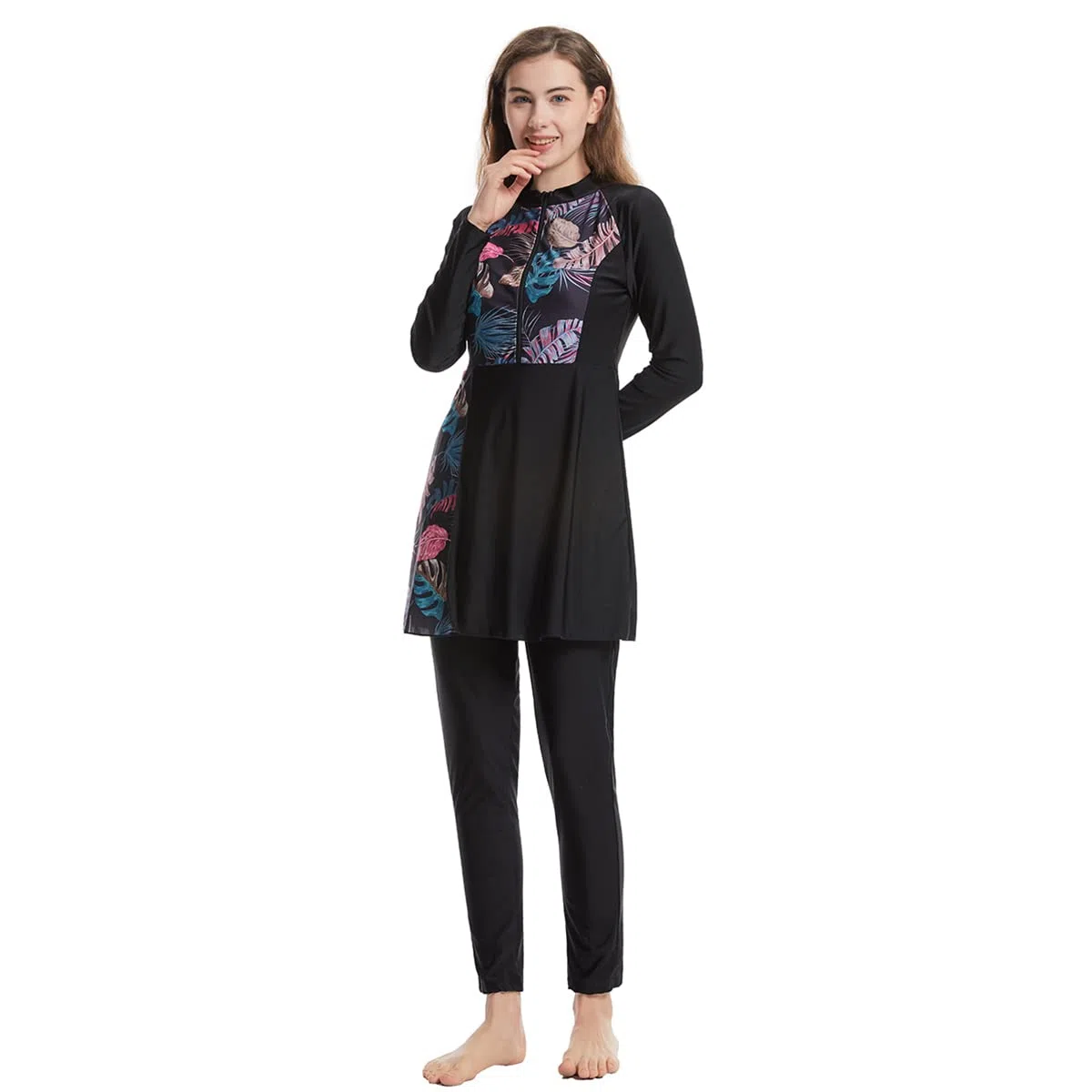 Maillot de bain 3 pièces pour femme musulmane - Burkini islamique - Couverture complète - Haut de bain à manches longues avec pantalon - Hijab - Tankini - Tenue de plage d'été