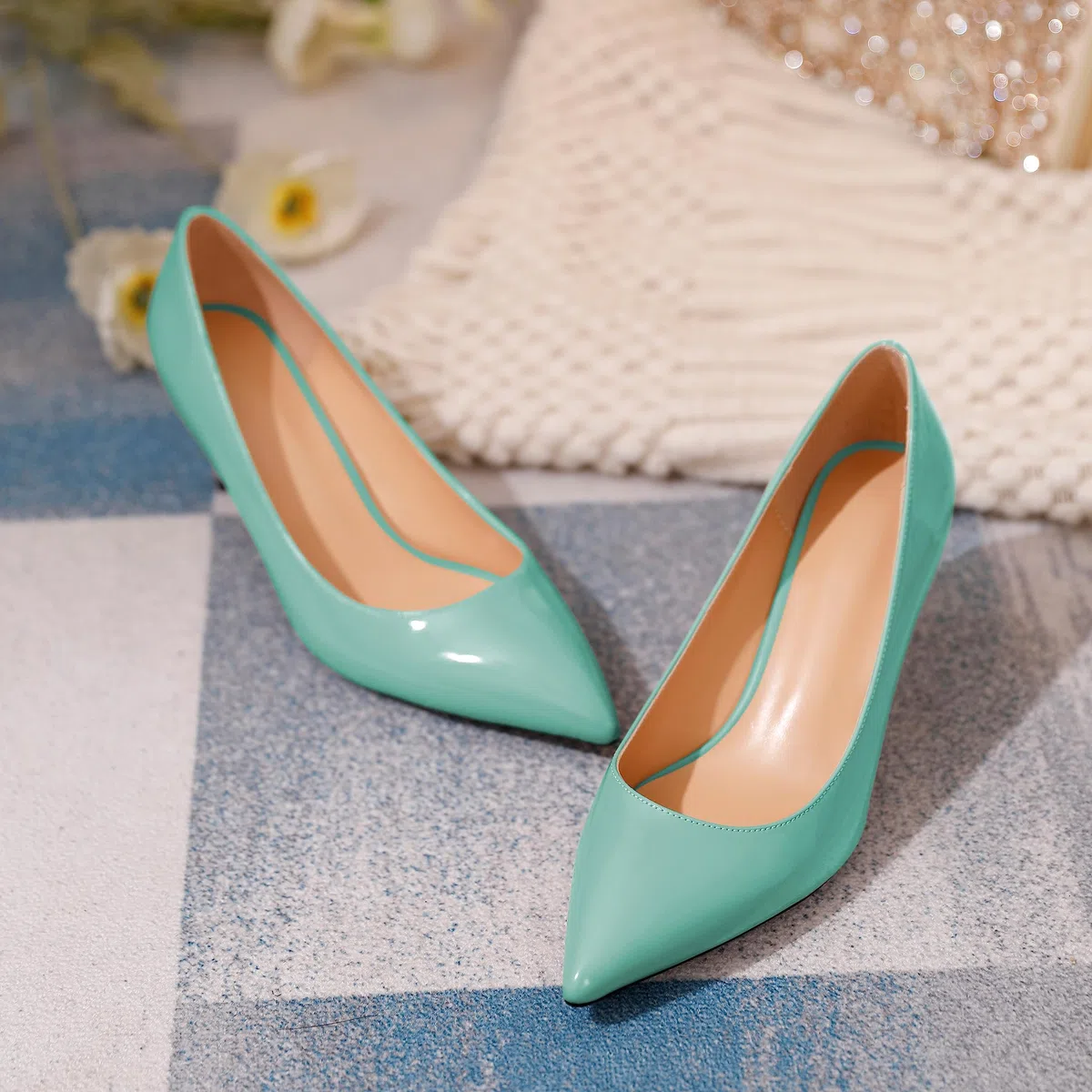 Soireelady Femmes Bout Pointu Talons Aiguilles 6.5cm Pantoufles Confortables Mariage Partie Robe Chaussures