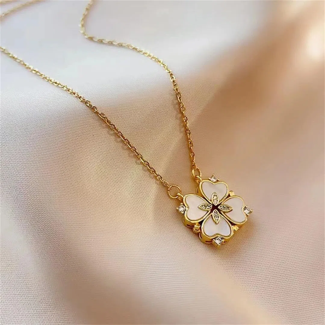 Collier coeur porte-bonheur en argent sterling 925 pour femmes, collier ras du cou rétro gothique à quatre feuilles avec pendentif d'amour, 4