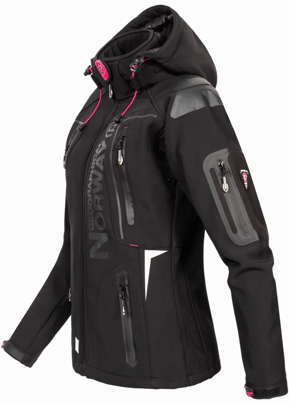 Geographical Norway Tislande Femme - Kapuzen-Softshelljacke Femme Étanche Extérieur - Coupe-Vent Veste - les Activités Randonnée Ski Automne Hiver Printemps