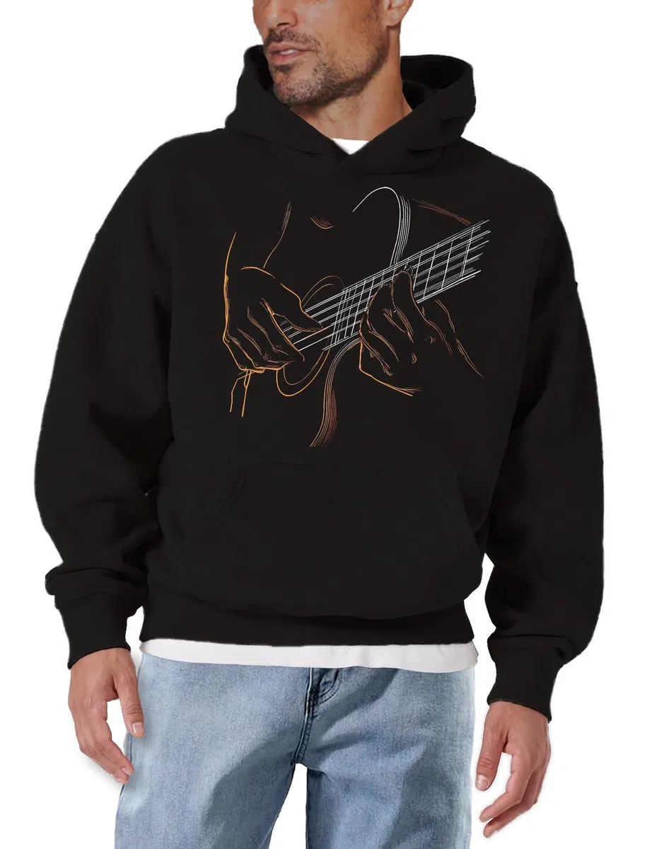 Makaya Sweat à Capuche Homme avec Motif Guitare Hoodie Musique