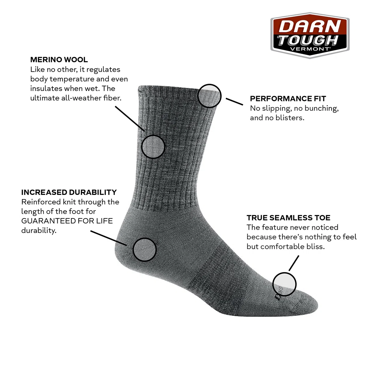 Darn Tough Vermont The Standard Issue Crew Light Chaussettes