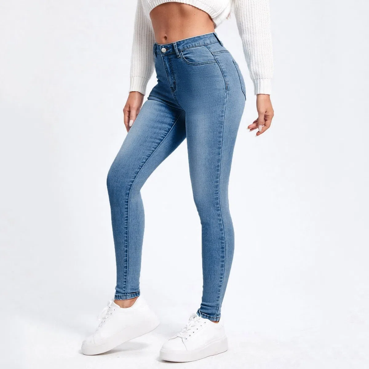 Generisch Jean stretch pour femme - Coupe ajustée - Pantalon de loisirs - Taille haute - Décontracté - Élégant - Pour femme - Confortable - Extensible - Pantalon crayon - Pantalon d'affaires - Stretch