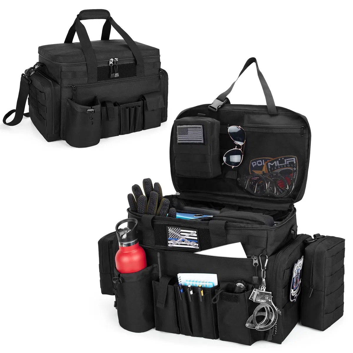 Trunab Police Range Bag, Tactique Molle de Patrouille, Organisateur de Siège Avant de Voiture, Sac de Voyage Militaire avec Bandoulière, Compartiment pour Laptop 15,6"
