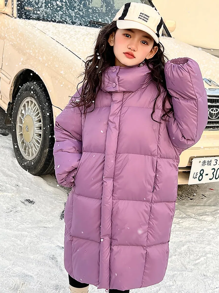 Veste d'hiver pour enfant fille parka d'hiver garçon avec capuche en fourrure Manteau d'hiver chaud Parka Manteau en duvet long pour enfant Veste matelassée pour enfant fille