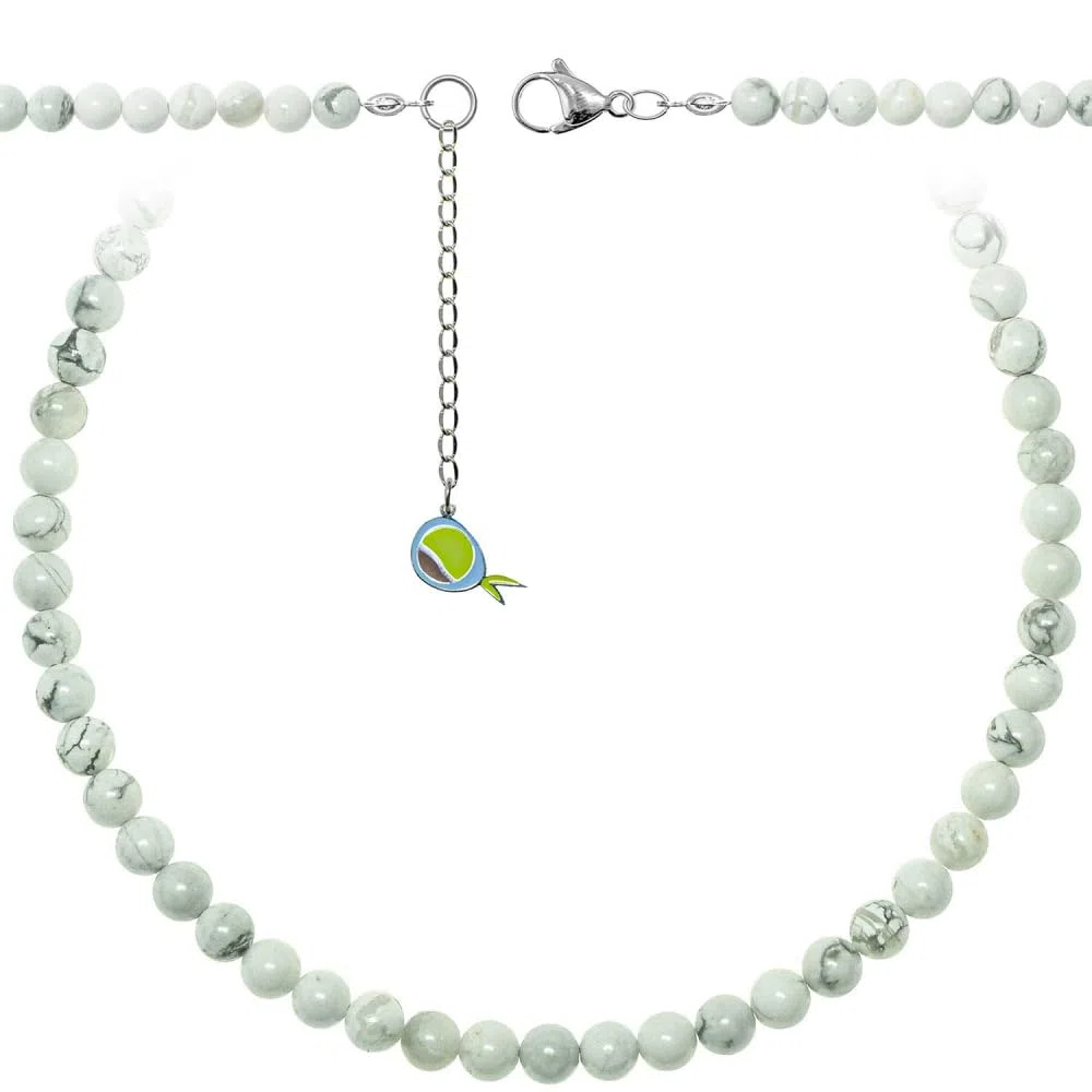 Naturosphère - Bijoux naturels C16 - Collier en howlite - Perles rondes 6 mm - 60 cm