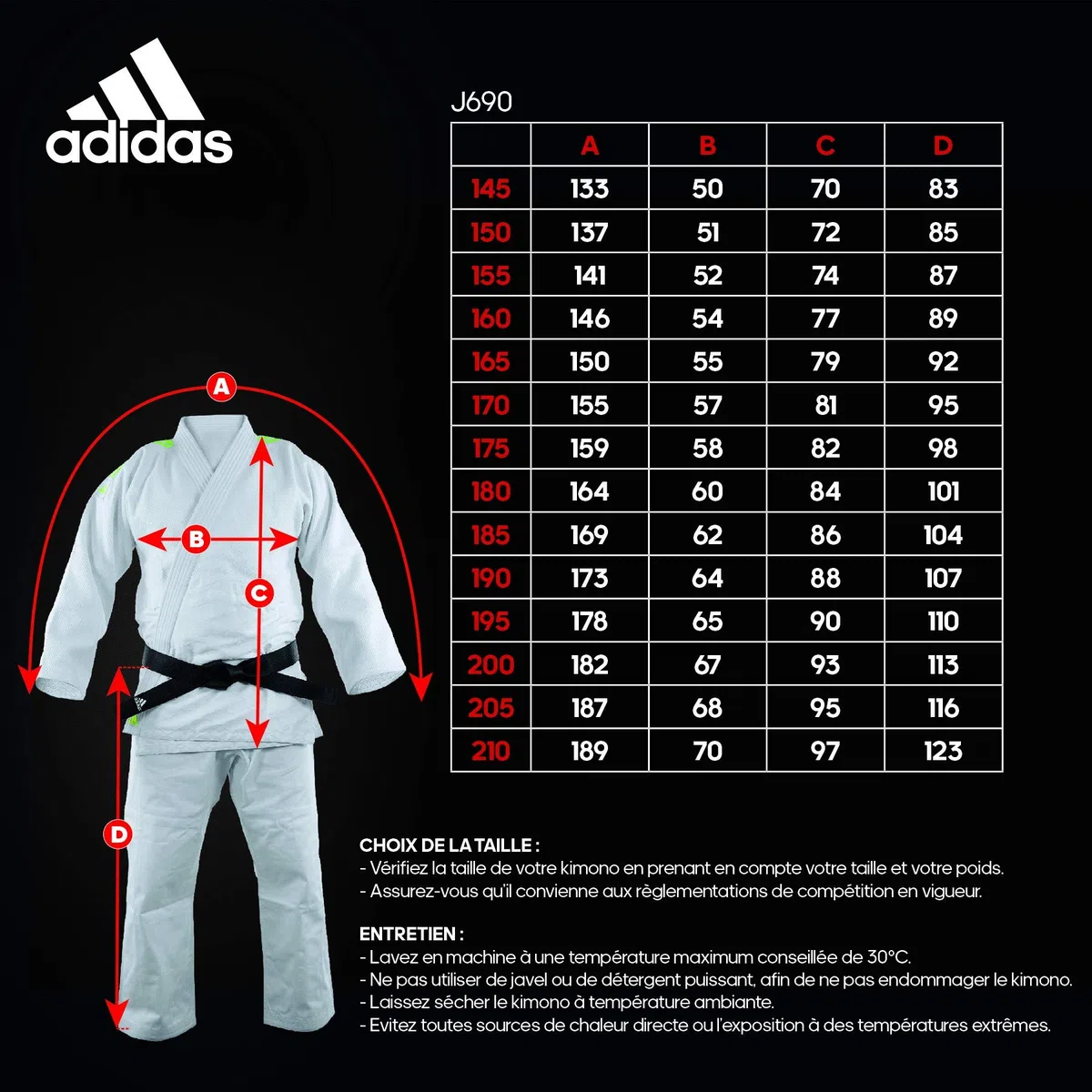 adidas Kimono de Judo Quest (Couleur : Blanc/Noir - Taille : 160)