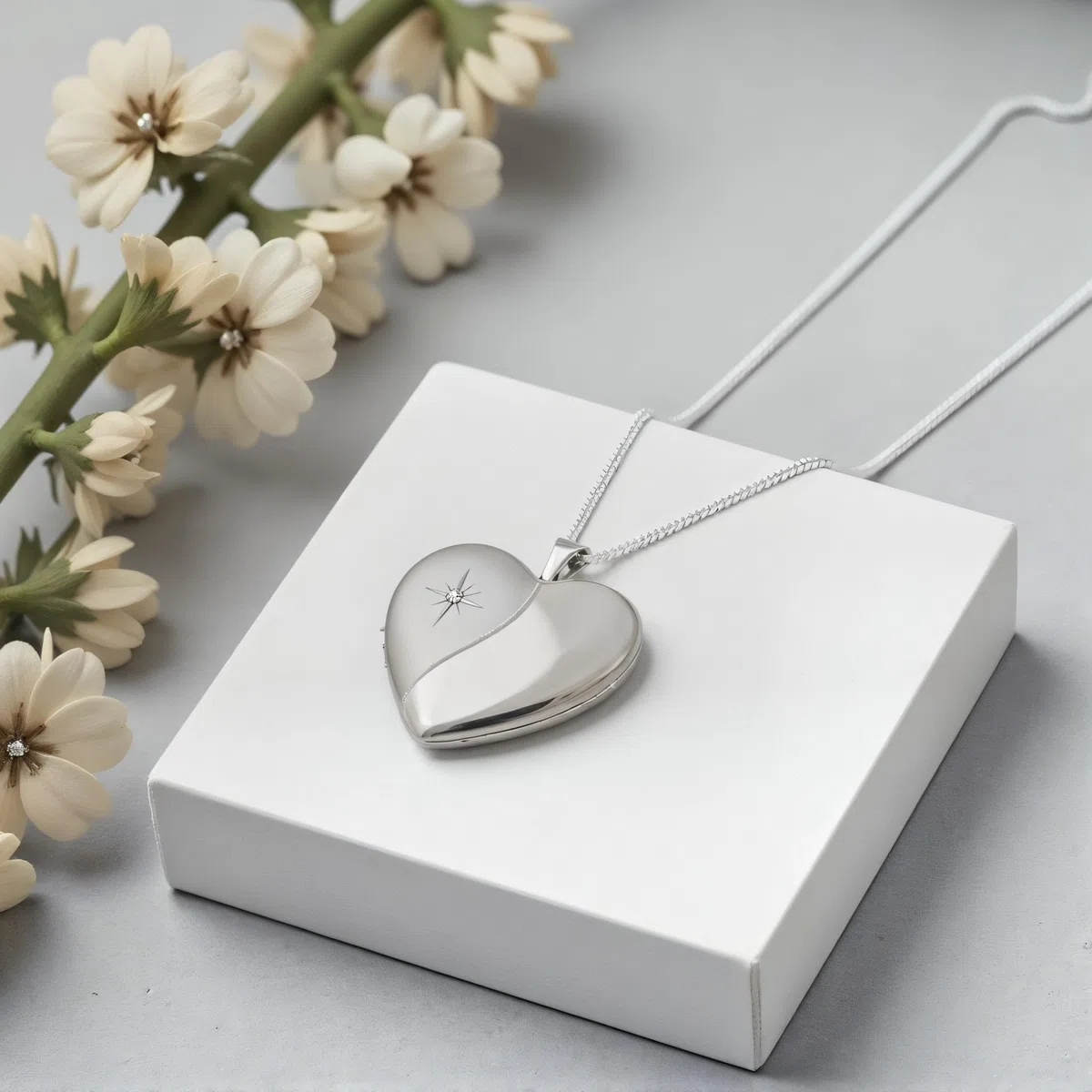 Alexander Castle Collier Médaillon en Argent Sterling 925 pour Femmes et Filles - Médaillon Cœur en forme de diamant 25 mm x 22 mm avec Chaîne en Argent de 45 cm et Coffret Cadeau Bijoux