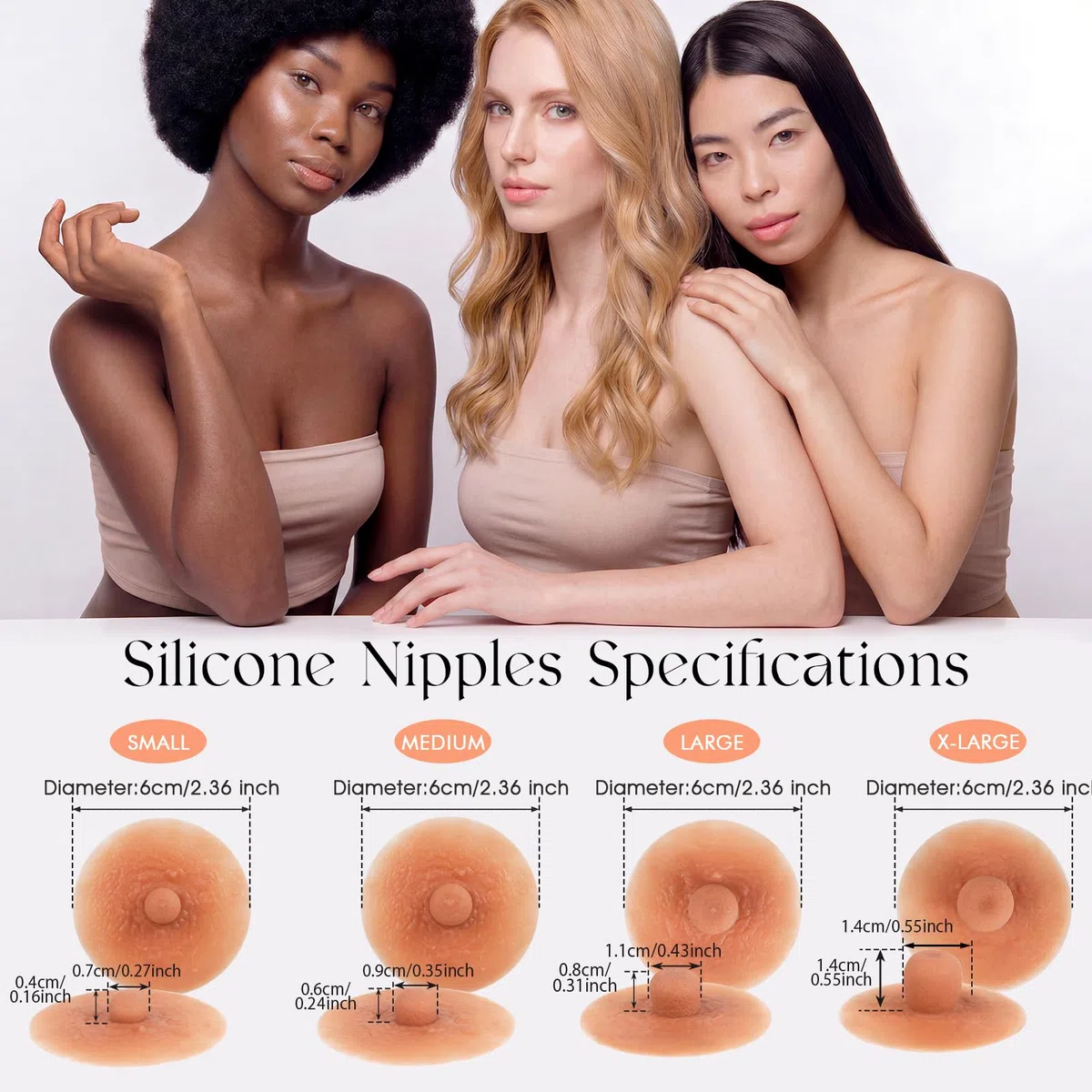 Vollence Mamelons adhésifs en silicone réutilisables pour mamelons - - Taille unique