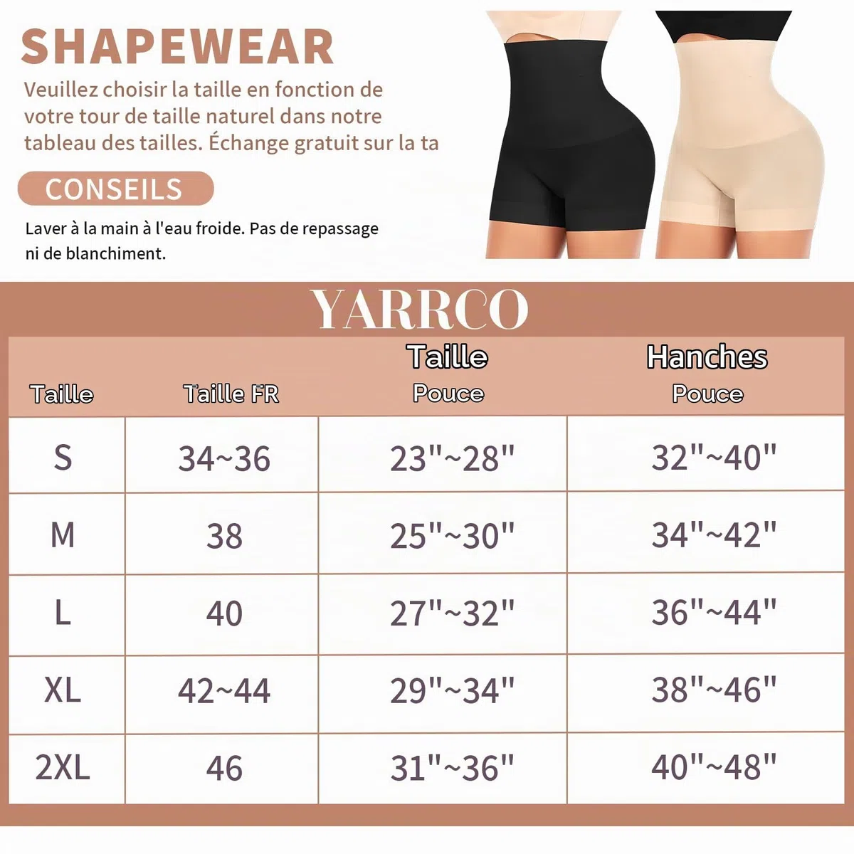 YARRCO Short Gainant Femme Ventre Plat Invisible 430-2XL NGNGNGNG 12345