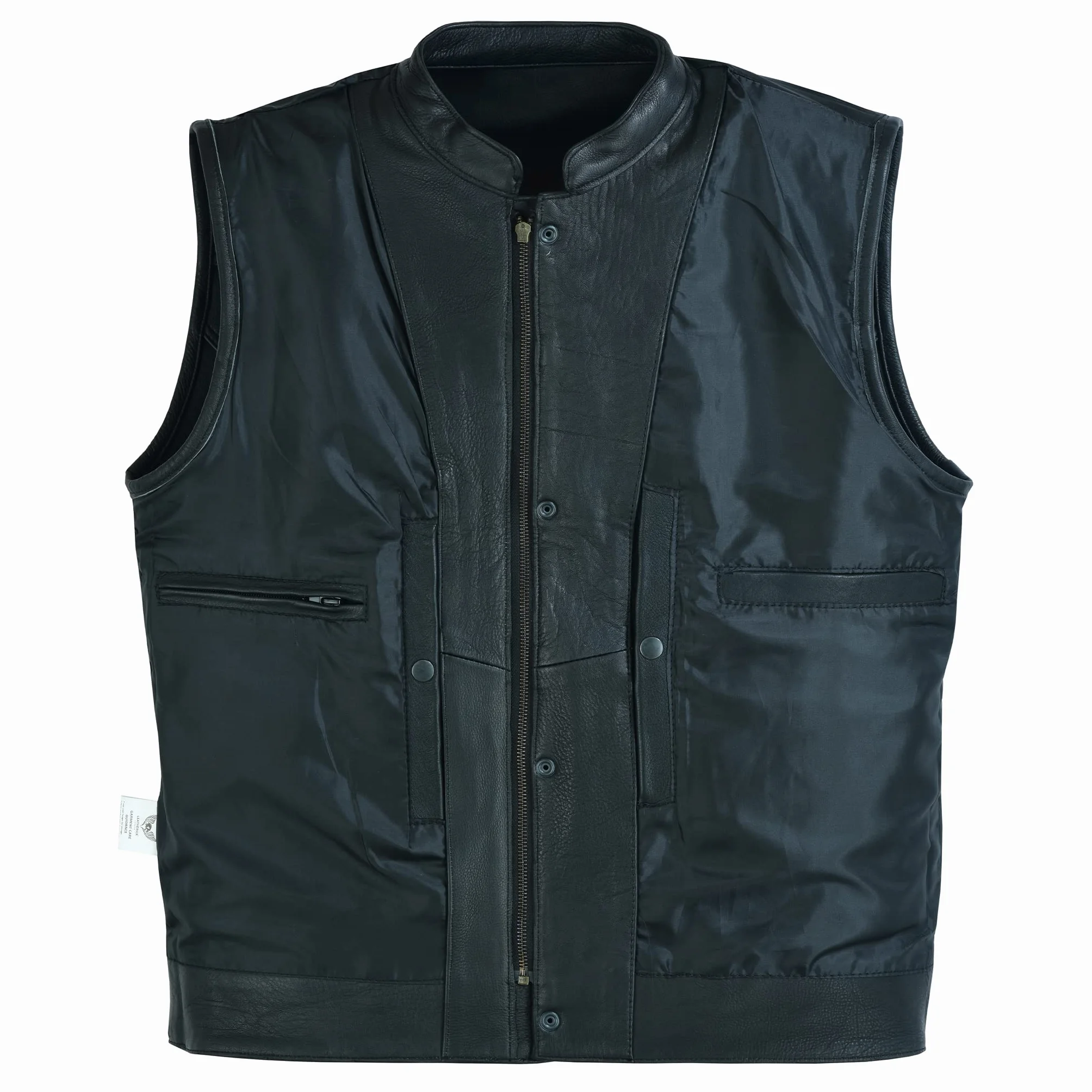 Leatherick Gilet de Moto en Cuir de Vache de qualité supérieure Anarchy pour Homme Noir