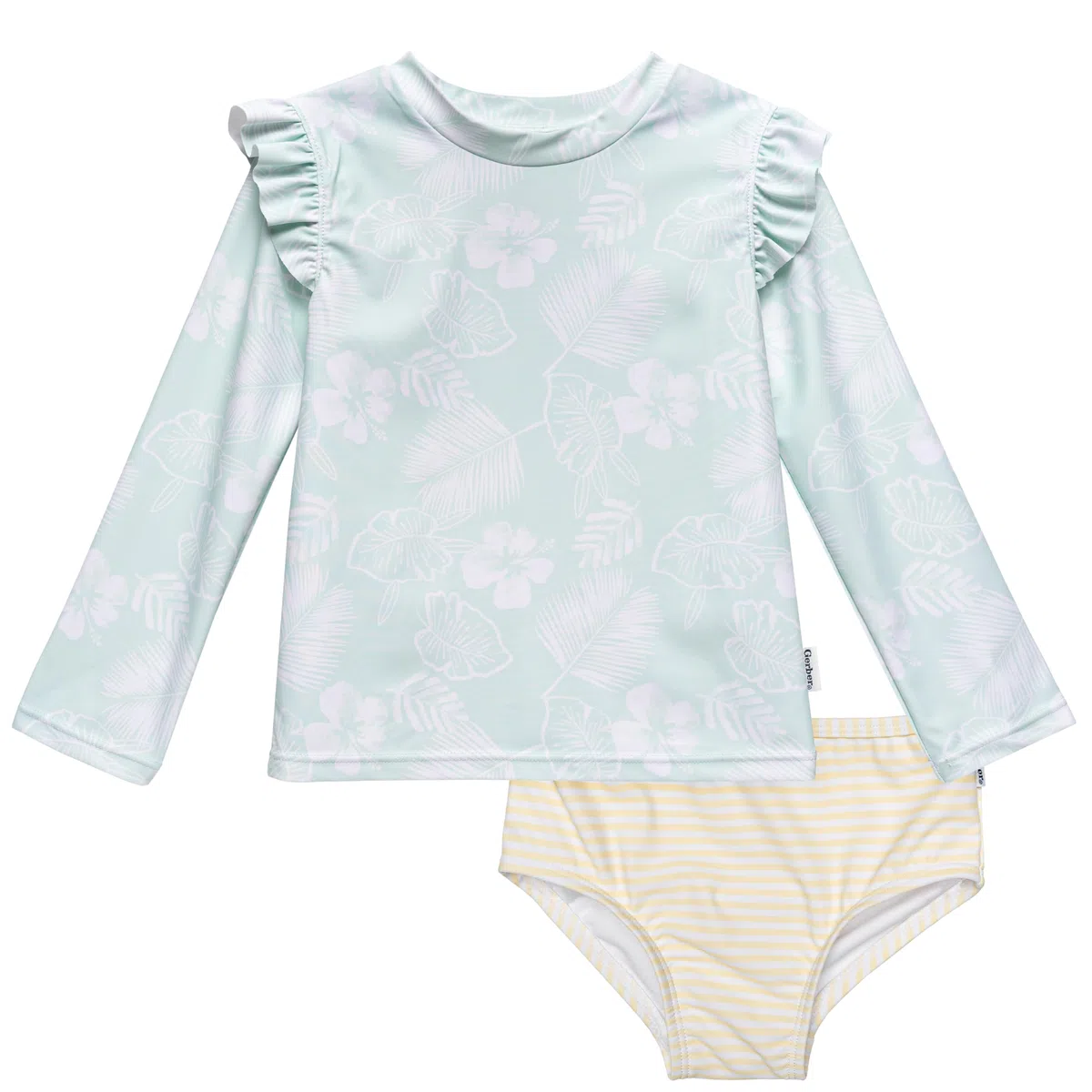 Gerber Baby Toddler Long Sleeved Rashguard Swim Bathing Suit Set Ensemble de Maillot dermoprotecteur Bébé Fille