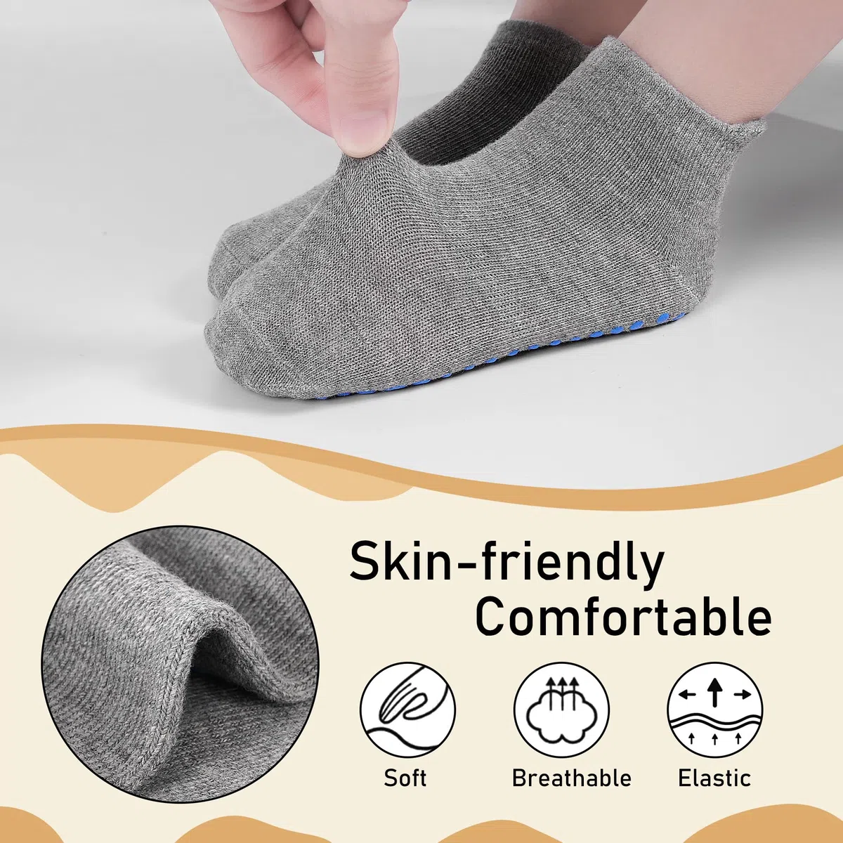 HYCLES Lot de 12 paires de chaussettes antidérapantes pour bébé garçon fille de 1 à 7 ans