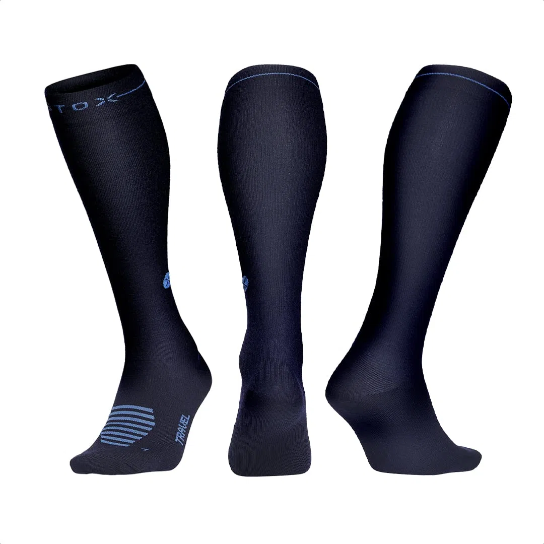 STOX Energy Socks - Chaussettes de voyage homme - Chaussettes de compression premium - Chaussettes pour les voyages - Anti TVP - Thrombose du voyageur - Jambes moins gonflées et moins fatiguées