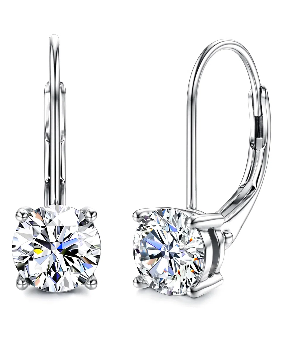 DOCHAIS Moissanite Boucles d'Oreilles Femme Argent 925 0.5ct-1.0ct Hypoallergéniques Boucles d'Oreilles Femme Pendantes Bijoux Argent Saint Valentin Anniversaire Cadeaux