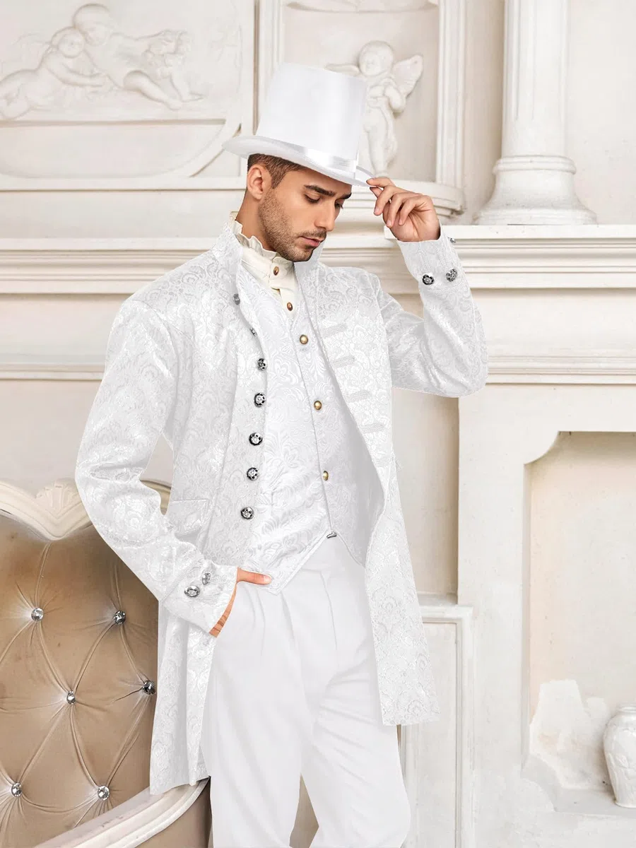 Runcati Manteau de frack steampunk pour homme, style victorien, renaissance, pirate, viking, gothique, jupe de marche, veste médiévale