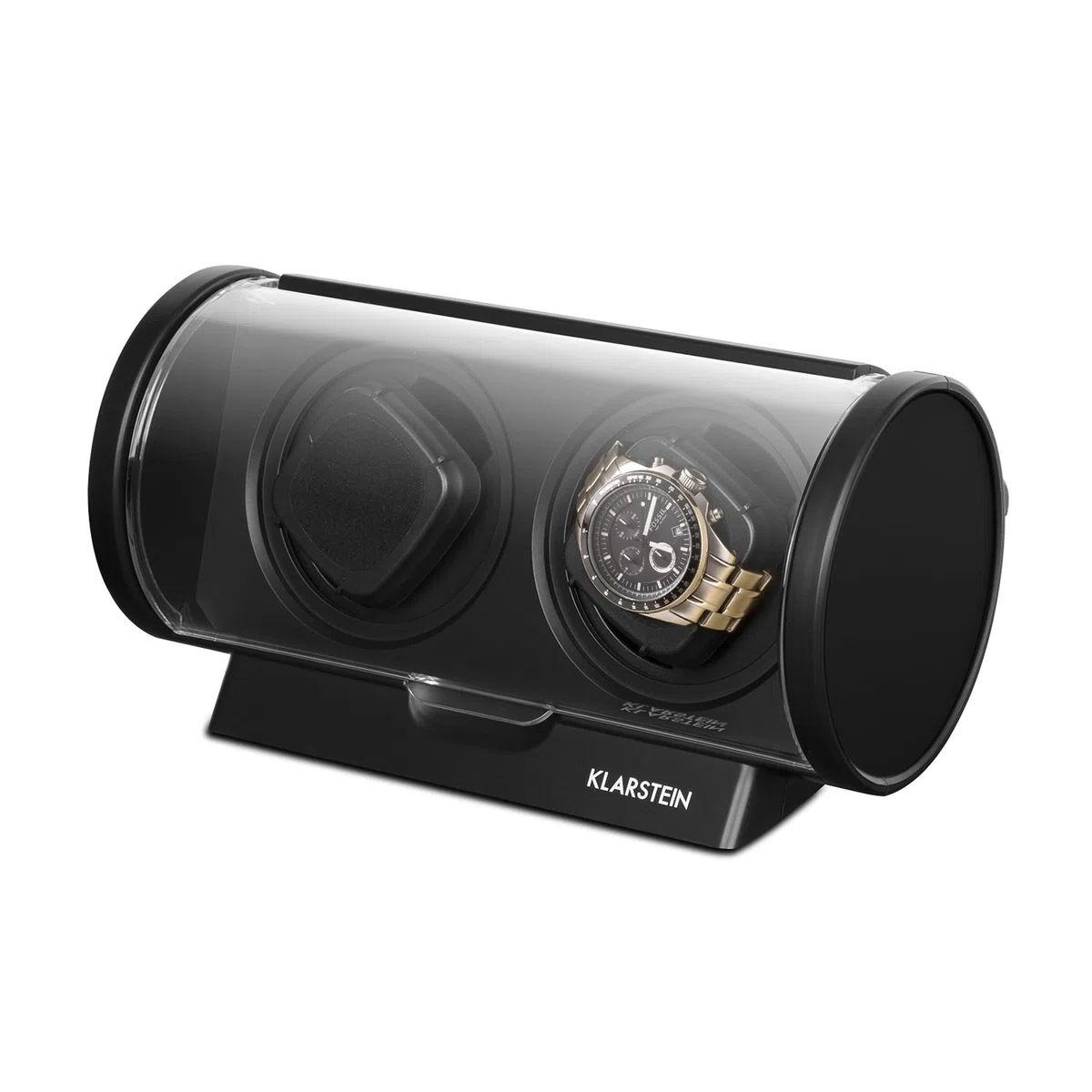 KLARSTEIN Lugano - Remontoir Automatique pour 2 Montres, 4 Modes de Rotation, Boîtier en Plastique résistant, Grande fenêtre de visualisation Transparente, Noir
