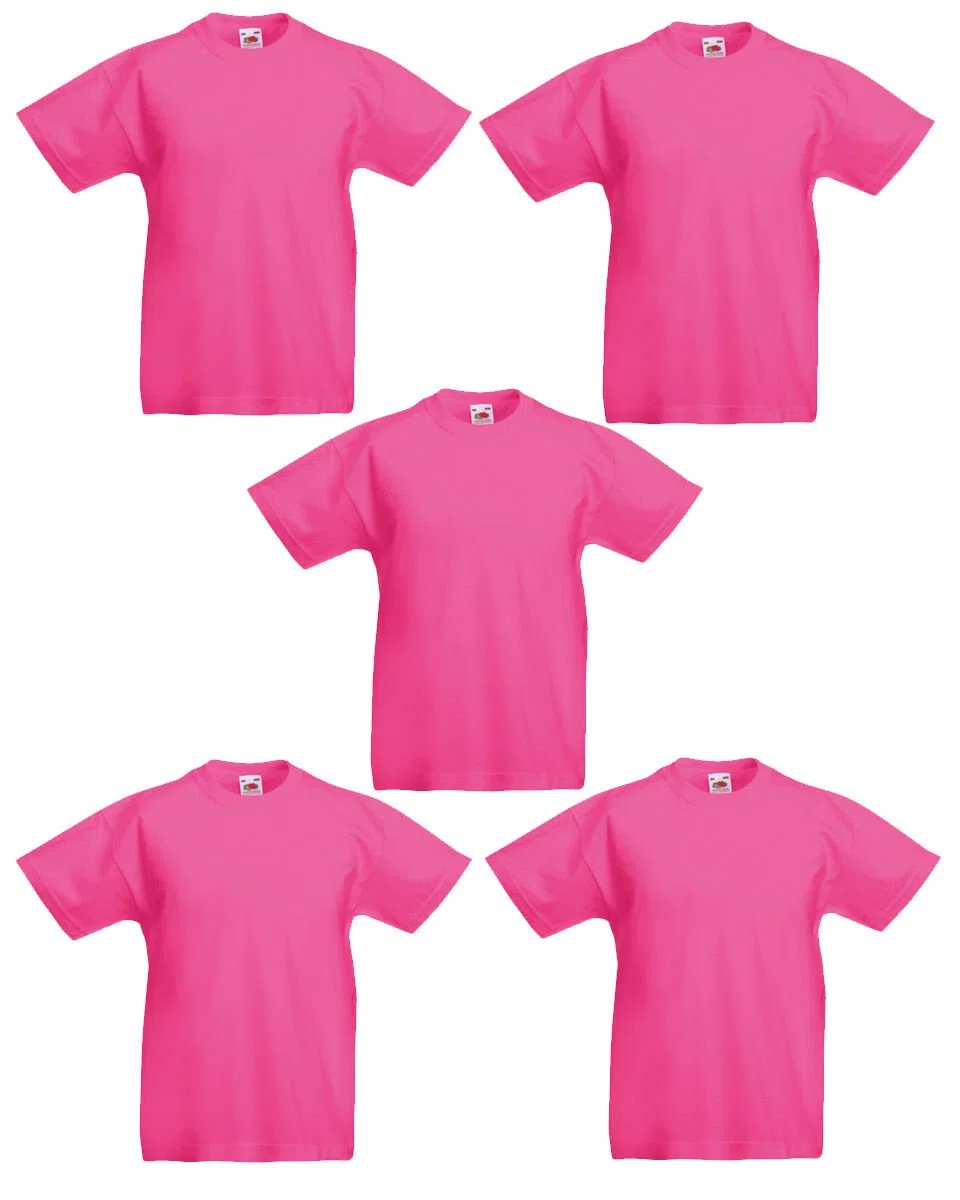 Fruit of the Loom Lot de 5 t-shirts garçon 61-019-0, fuchsia, 12-13 ans