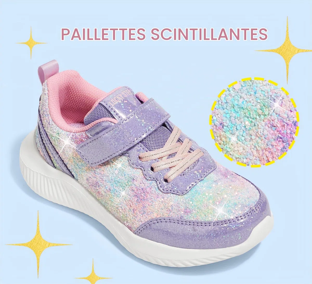 LUCKY STEP Baskets à pour Enfants Mode Étincelantes Princesse Tennis Brillants Chaussures de Sport à Sequins pour Enfants/Garçons/Filles