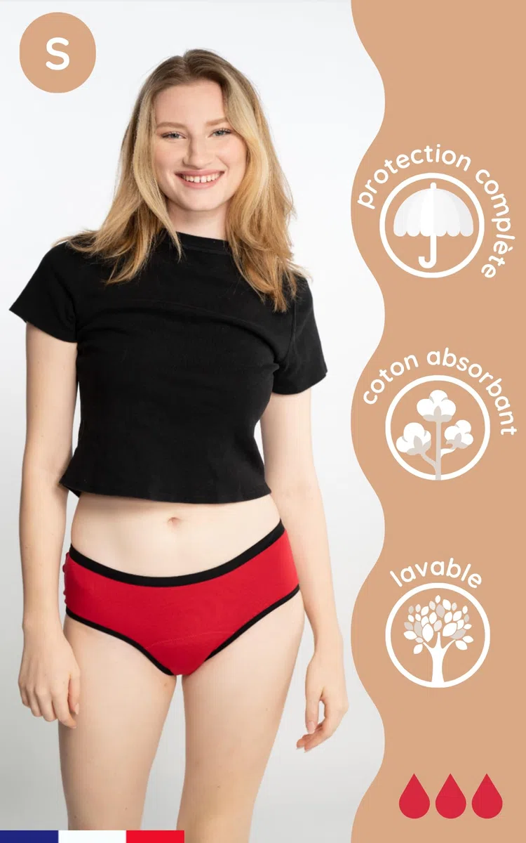 NoBlood - Lot de 4 Culottes Menstruelles Style Shorty - Starter Pack Économique - Flux abondant XXS-4XL en Coton Lavable - Culotte Règles Menstruelle Confortable