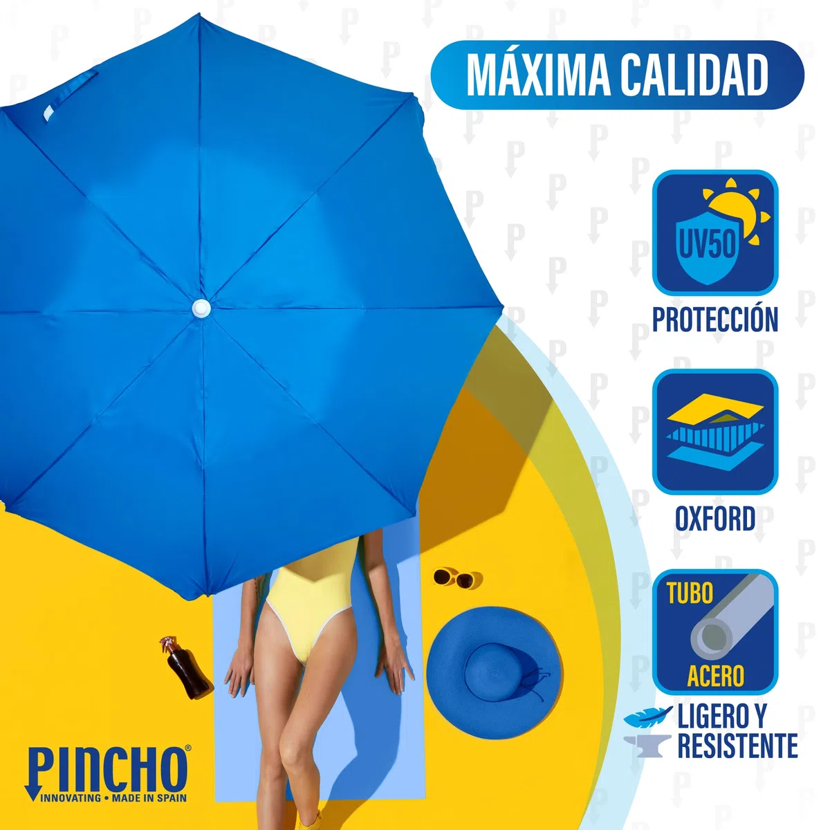 Pincho Parapluie à dos pliable de 180 cm, idéal pour moto et vélo. Protection solaire UPF50+ (bloque 99% des rayons UV), très léger. 1,5 kg, mesure du parapluie à l'intérieur de l'étui 75 cm.