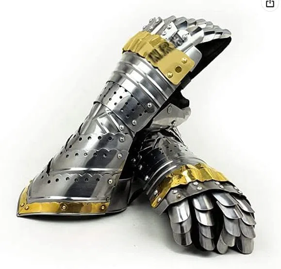 Gantelets de Style Chevalier en métal Gants d'armure de gobelet entièrement Fonctionnels