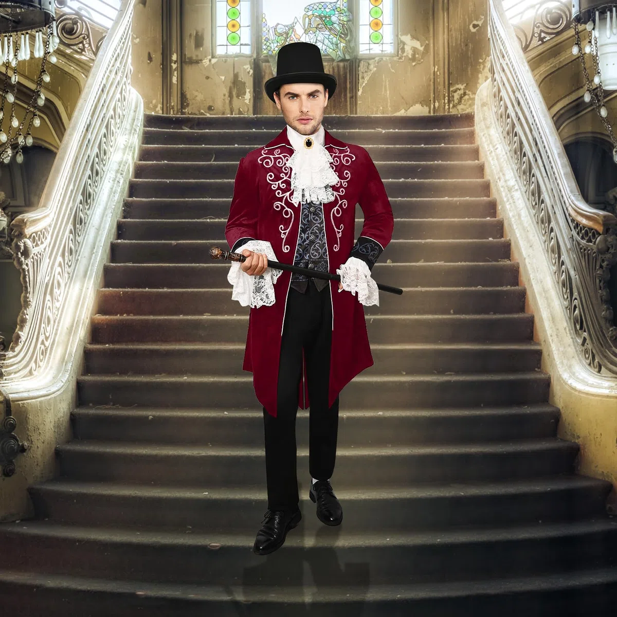 Costume médiéval pour homme : veste steampunk, queue-de-morue gothique, queue-de-morue victorienne pour homme, Halloween pirate vampire cosplay