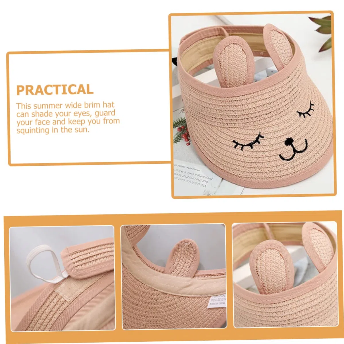 Beaupretty Lot De 5 Chapeaux De Soleil en Paille pour Enfants Et Femmes Visière De Protection Solaire Pliable À Bord pour Le Sport Idéal pour L'Extérieur Rose