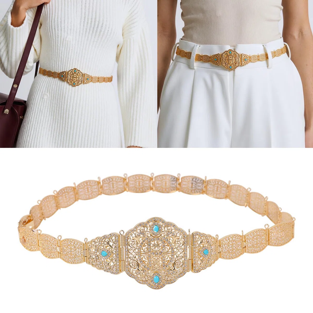 Chaîne de corps pour femme - Décoration exotique pour le ventre - Bijoux de ventre pour mariages, fêtes