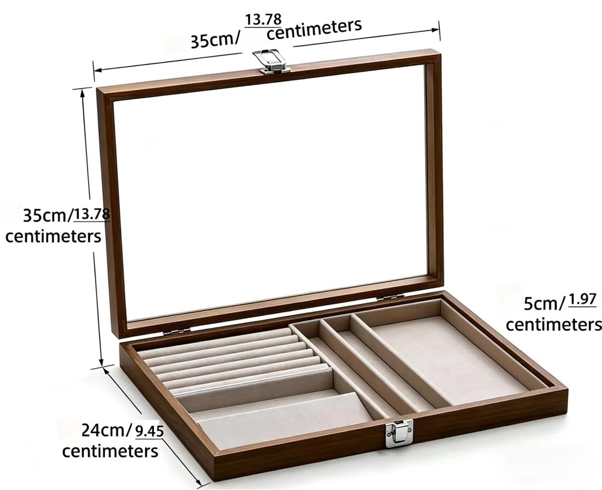 BoîTe à Bijoux en Bois, SéParateurs Amovibles, Coffret de Rangement pour Bijoux Empilable Doublé de Velours pour Femme(1Layer R)