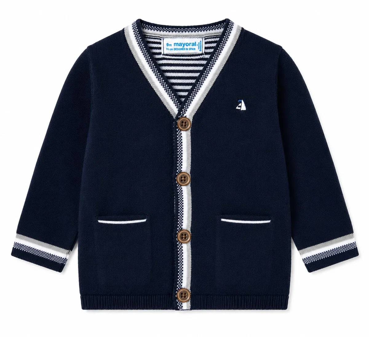Mayoral Cardigan en tricot pour bébé garçon – Golfino élégant bleu marine avec col en V et boutons | Collection Daywear Enfant