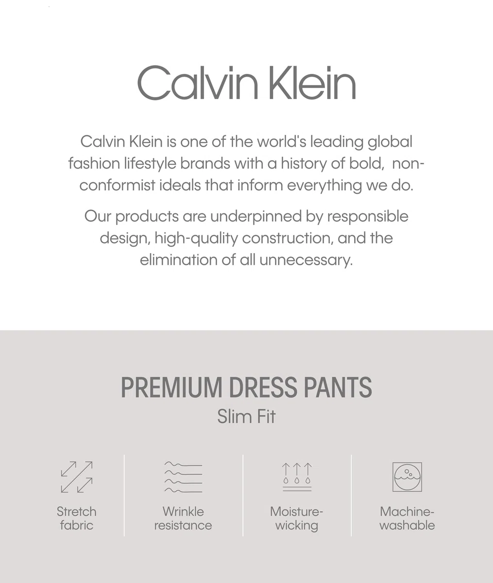 Calvin Klein Slim Fit Dress Pant - Pantalon - Pantalon de Costume Coupe ajustée - Homme