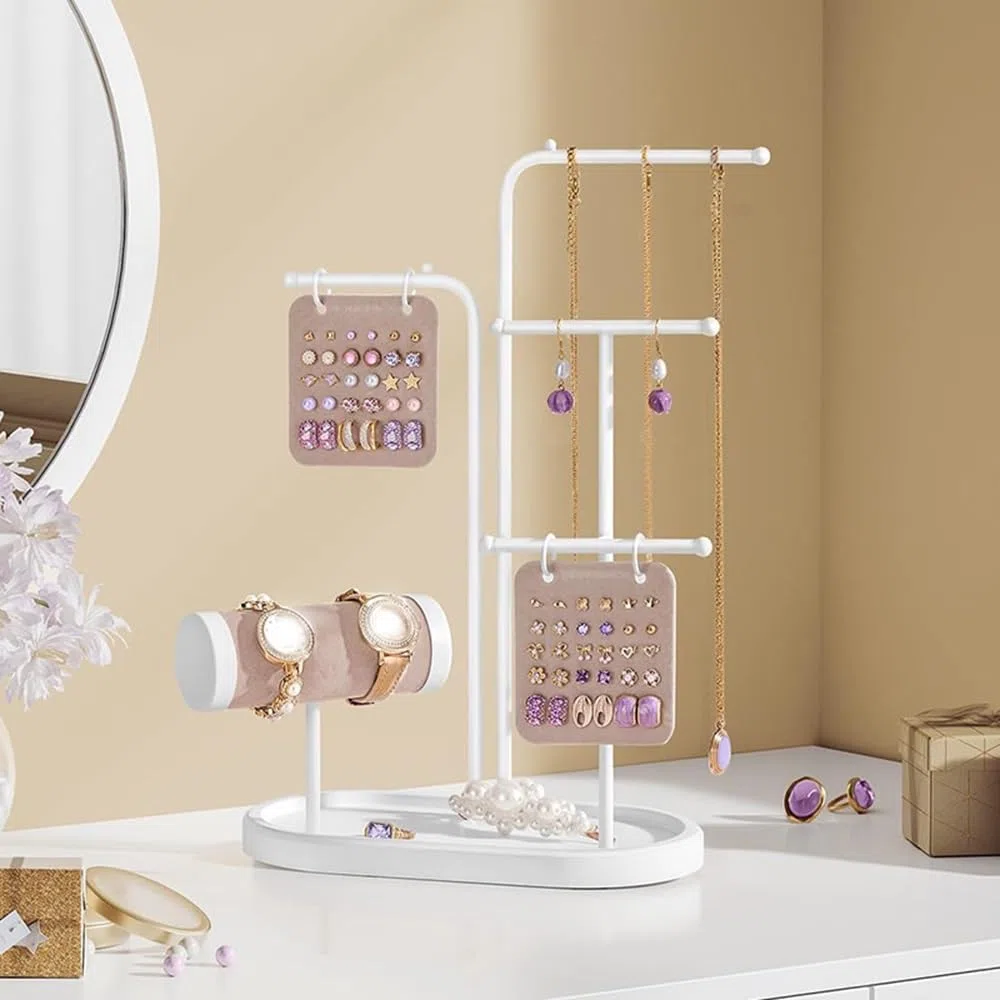 Porte-Bijoux Organisateur de Bijoux Multifonctionnel, Support en Fer for Colliers, Boucles d'oreilles, Montres et Bracelets | Gold