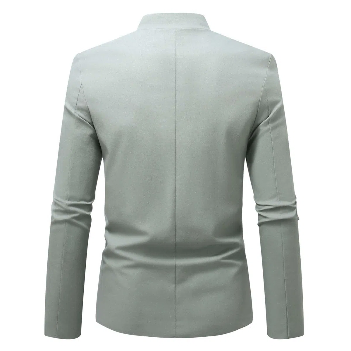 Generisch Sakko Blazer à col montant pour homme - Veste en lin fine - Couleur unie - Coupe droite - Veste en lin légère - Veste d'affaires formelle