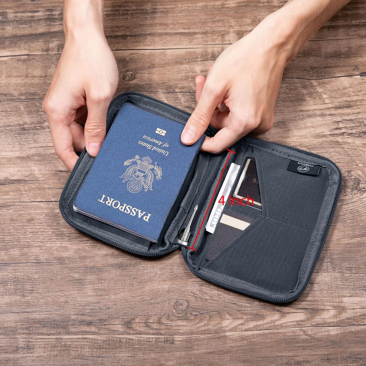 FIREDOG Porte-passeport pour voyage, porte-cartes avec blocage RFID et portefeuille de voyage pour homme et femme, noir