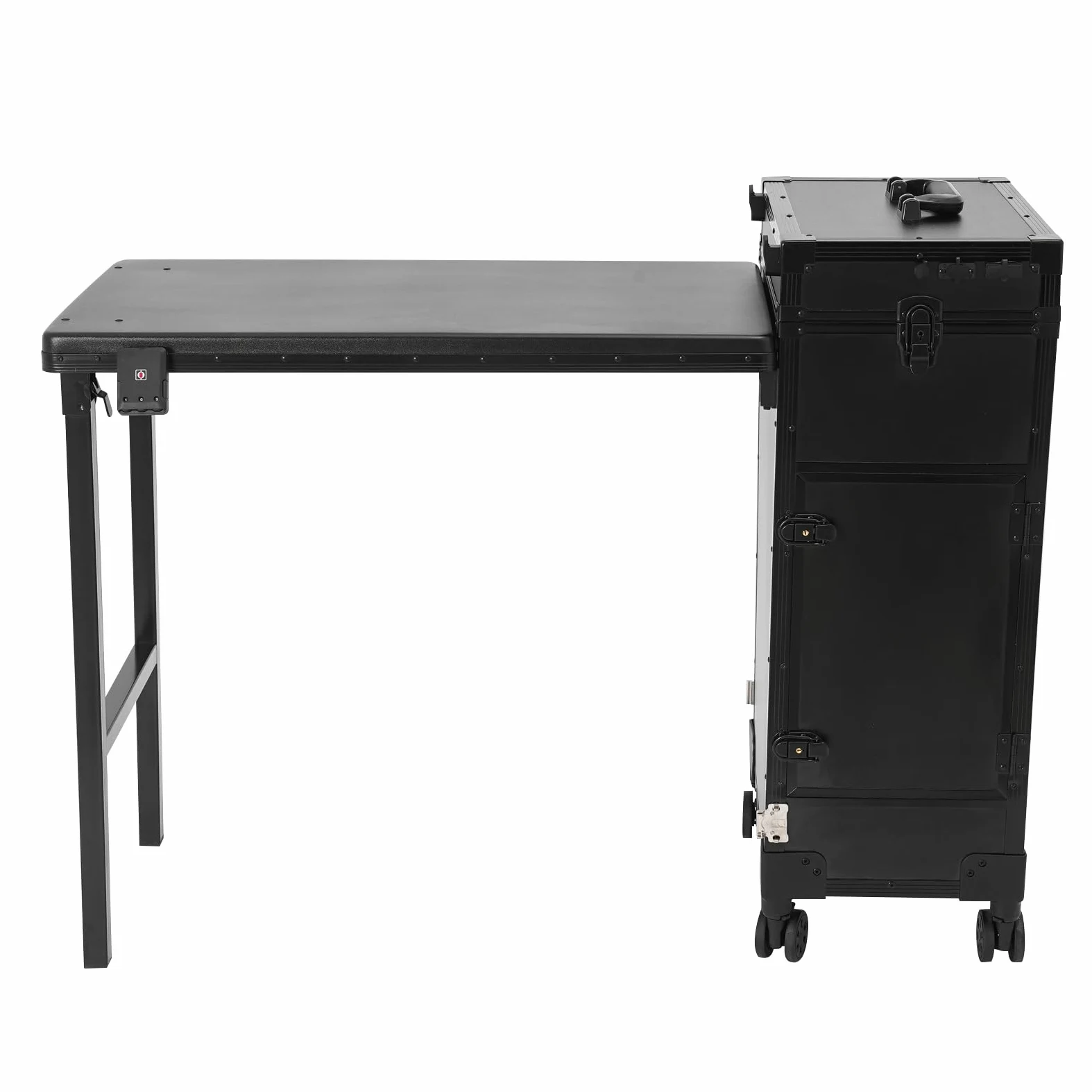 Trousse de maquillage professionnelle avec table, miroir LED et 3 tiroirs, table de manucure pour manucure, capacité de charge totale de 50 kg, couleur noire