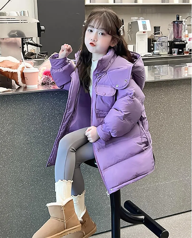 Veste d'hiver pour enfant fille parka d'hiver garçon avec capuche en fourrure Parka chaude pour l'extérieur Manteau d'hiver en duvet pour enfant Veste matelassée pour fille