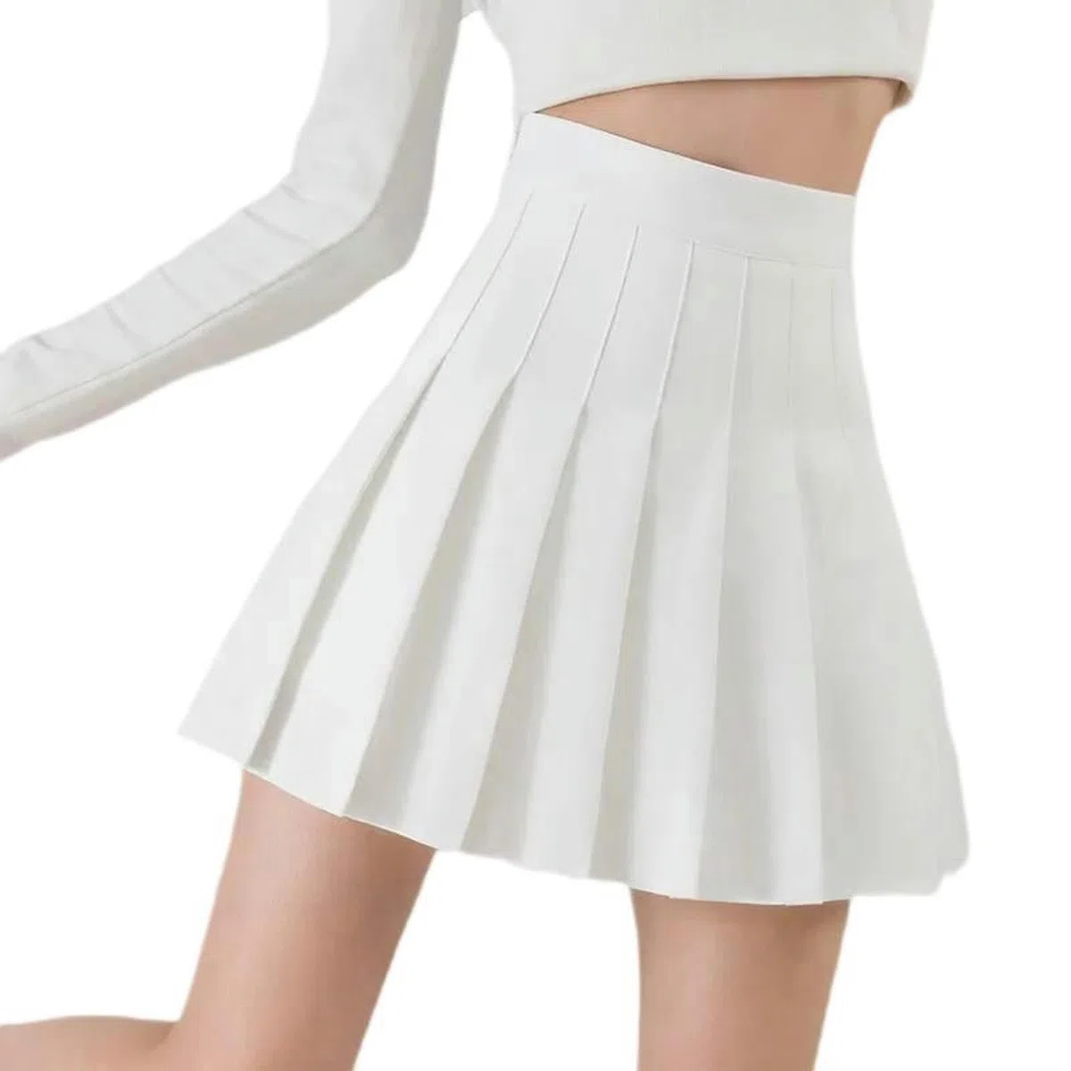 Short doublé pour Filles et Femmes, Taille Haute, Jupe plissée Unie, Uniforme Scolaire, Ligne A, Harajuku-2159SKQ-M