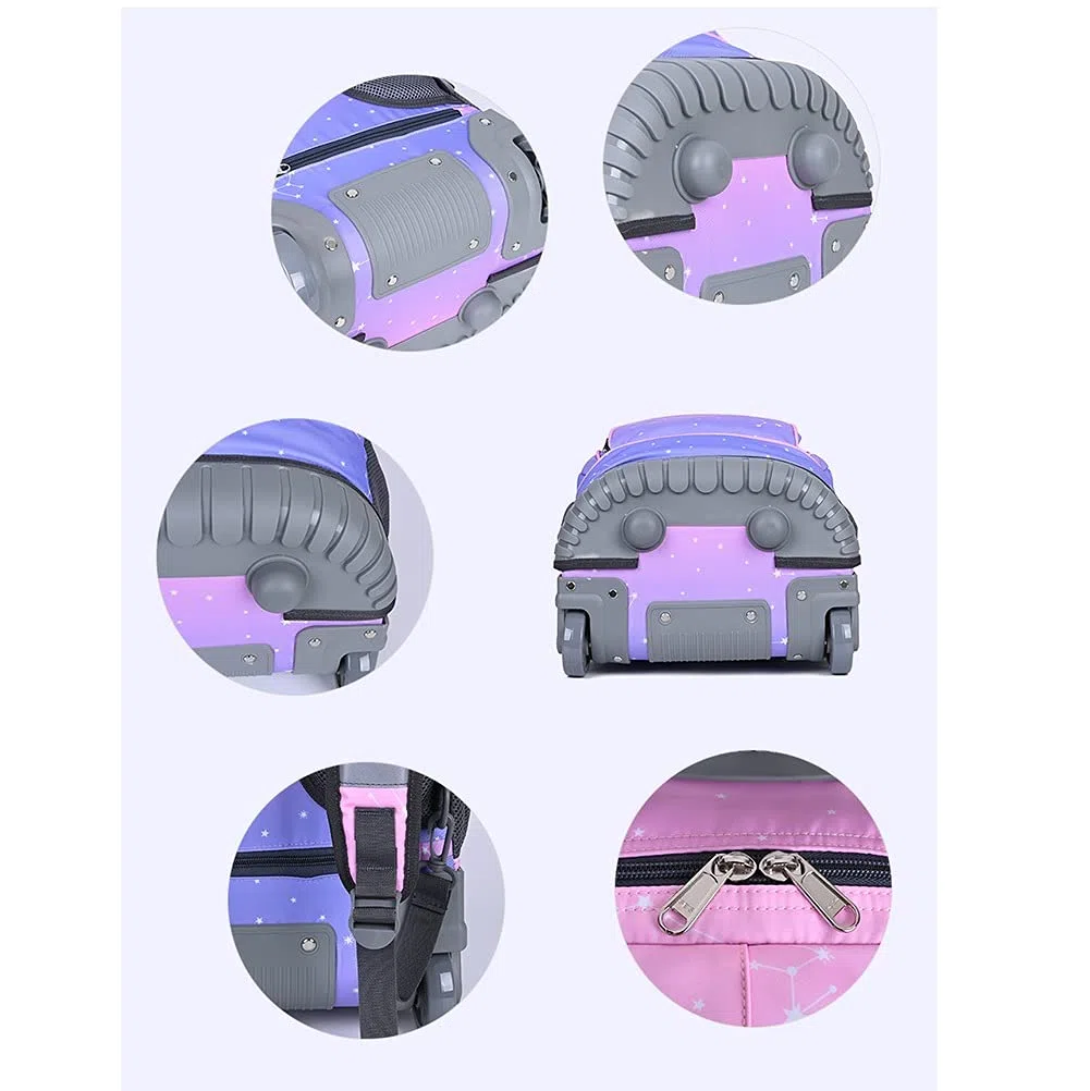 Trolley Sac à Dos avec 2 Roulettes Cartable Roulette Scolaire Bagages Cabine Loisir Voyage Enfant Fille Garçon