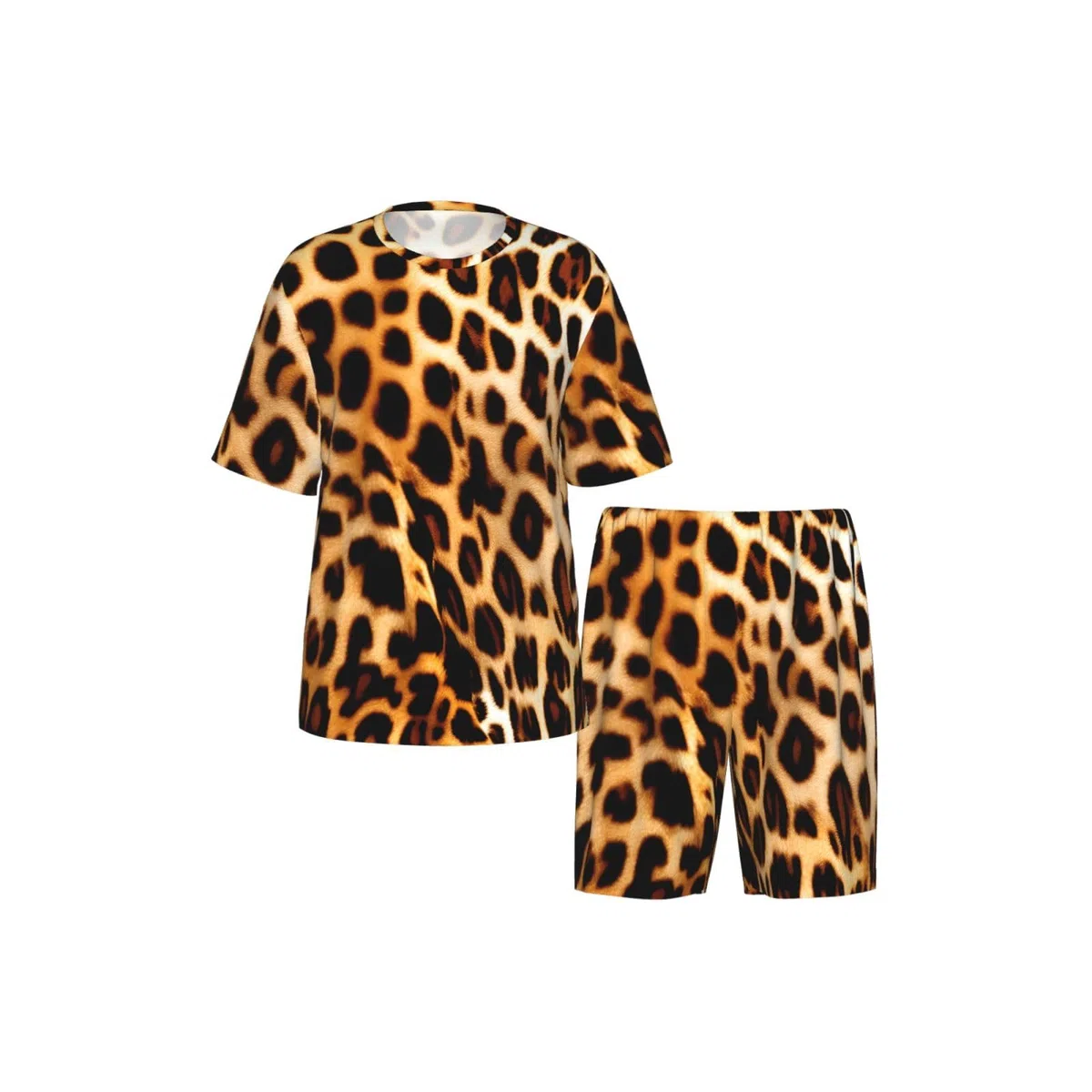 Ensemble de pyjama à manches courtes imprimé léopard pour homme - Respirant et confortable