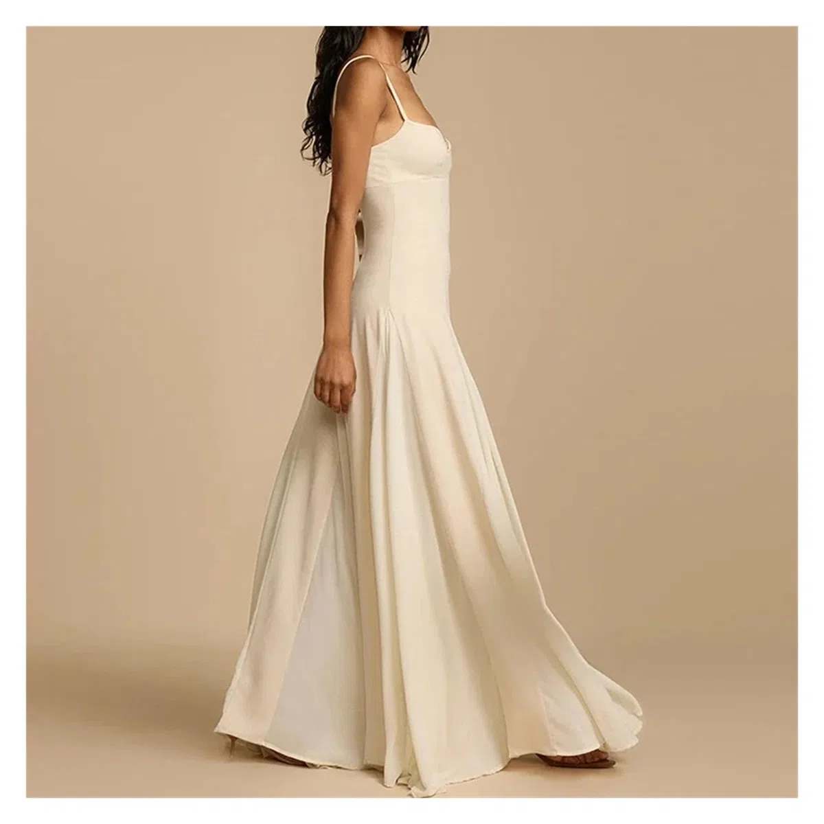 Fond De Robe Femme Robe longue plissée décontractée for femme, coupe slim, sans manches, à bretelles, style évasé