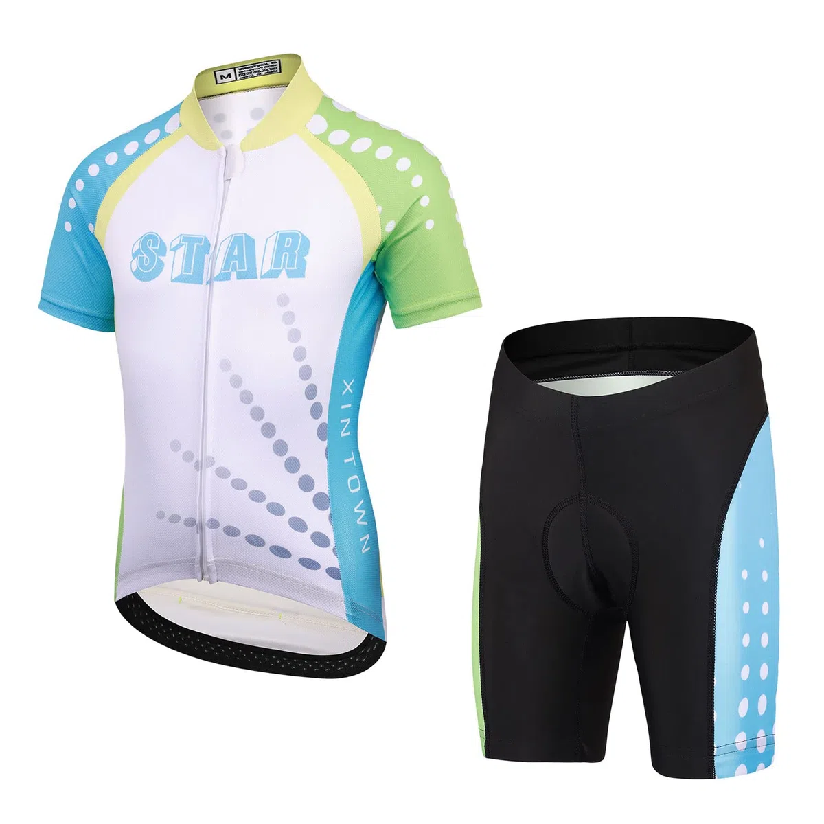 Maillot de Cyclisme Garçon Fille Cuissard Vélo T-Shirt Cyclisme à Manches Courtes Combinaison VTT pour Unisexe Enfant