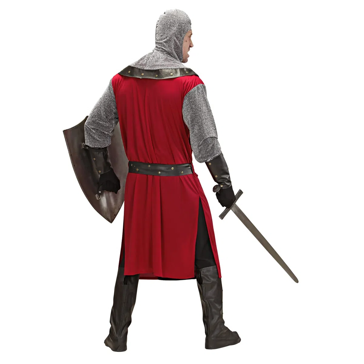 W WIDMANN MILANO Party Fashion - Ensemble costume Chevalier époque sombre | Avec tunique longue, ceinture, bracelets, casque et couvre-bottes, costume médiéval pour le carnaval et les soirées